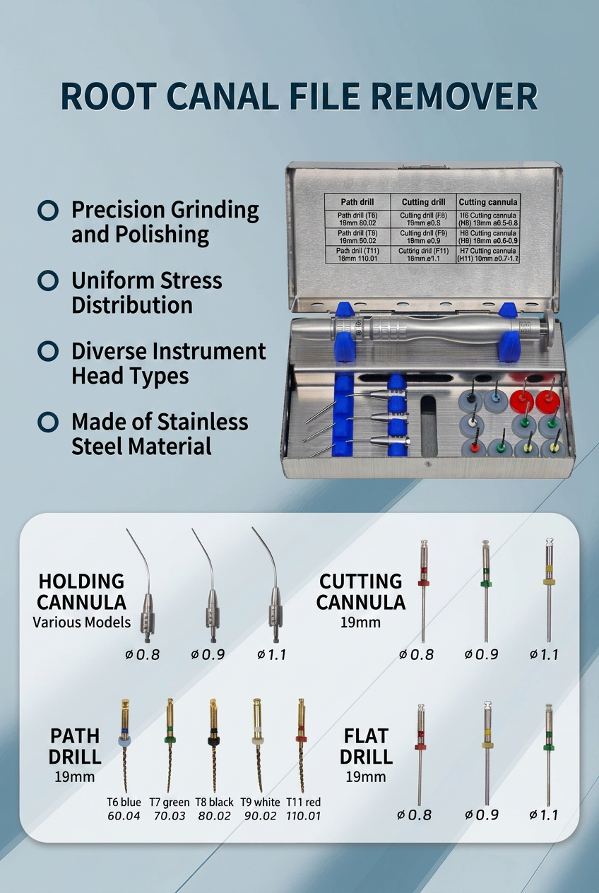 Dental Root Canal File Extractor Kit Broken Endo File Removal Instrument Set for Fractured File Retrieval Endodontic Retreatment