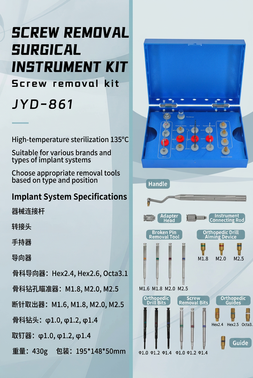Dental Implant Broken Screw Removal Kit Surgical Instrument Set for Fractured Abutment Screw Retrieval